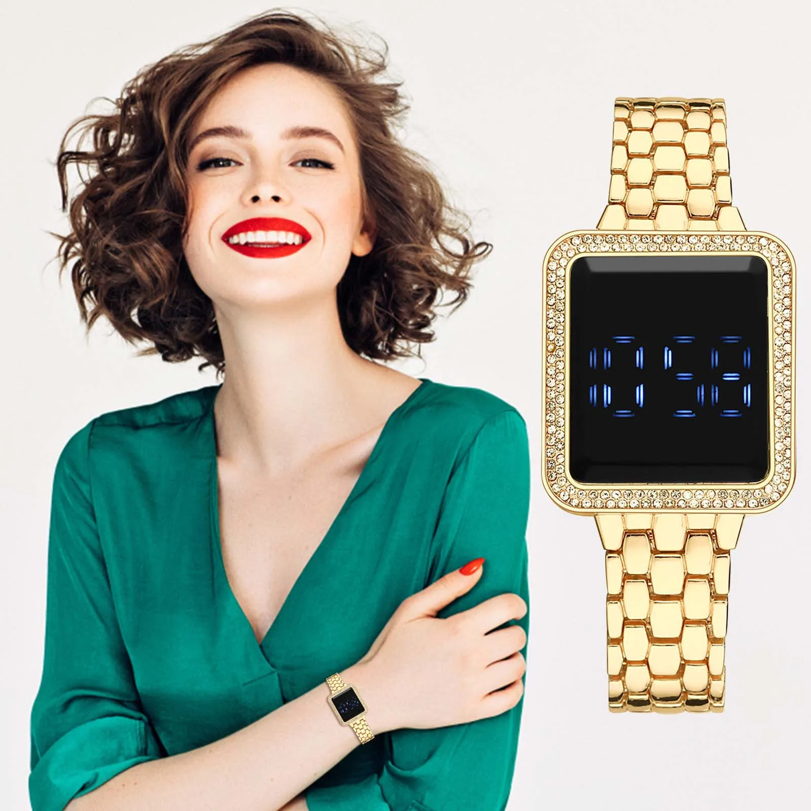 The Trend LED Display Touchs Large Screen Ladies' Electronic Watches Luxury Diamond Watches Watch for Blind Women
The Trend LED Display Touchs Large Screen Ladies' Electronic Watches Luxury Diamond Watches Watch for Blind Women