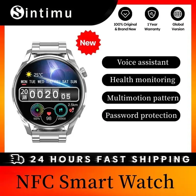 

Умные часы NFC с большим экраном 1,39, умные спортивные часы с Bluetooth для мониторинга здоровья, пульса, уровня кислорода в крови, умные часы для фитнеса