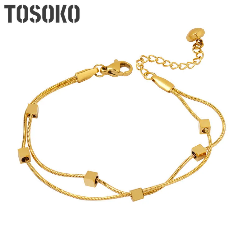 TOSOKO Stainless Steel Jewelry Double Layer Snake Chain Small Square Bracelet Women's Simple Fashion Bracelet BSE129
TOSOKO Stainless Steel Jewelry Double Layer Snake Chain Small Square Bracelet Women's Simple Fashion Bracelet BSE129