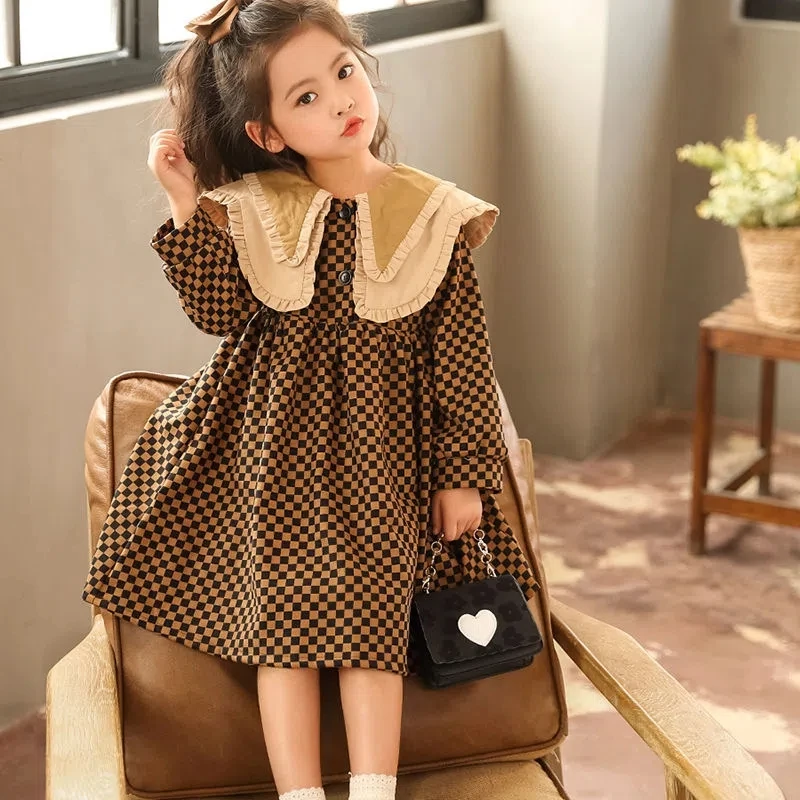 3-14 Years Girls Long Sleeve Dress Chidlren Turn Down Collar Plaid Princess Dresses for Girls Korean Style Loose Toddler Dress 
3-14 Years Girls Long Sleeve Dress Chidlren Turn Down Collar Plaid Princess Dresses for Girls Korean Style Loose Toddler Dress