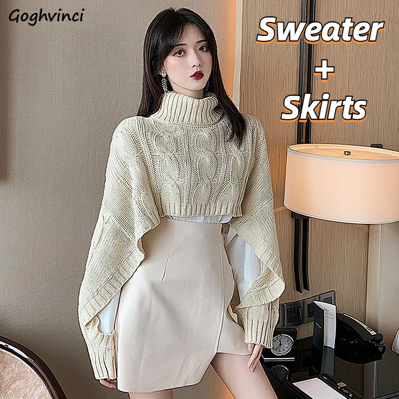 Sets Women Korean Chic Autumn Warm Twist Crop Turtleneck Sweater High Waist Irregular Mini Skirts 2 Pieces Fashion Elegant Retro
Sets Women Korean Chic Autumn Warm Twist Crop Turtleneck Sweater High Waist Irregular Mini Skirts 2 Pieces Fashion Elegant Retro