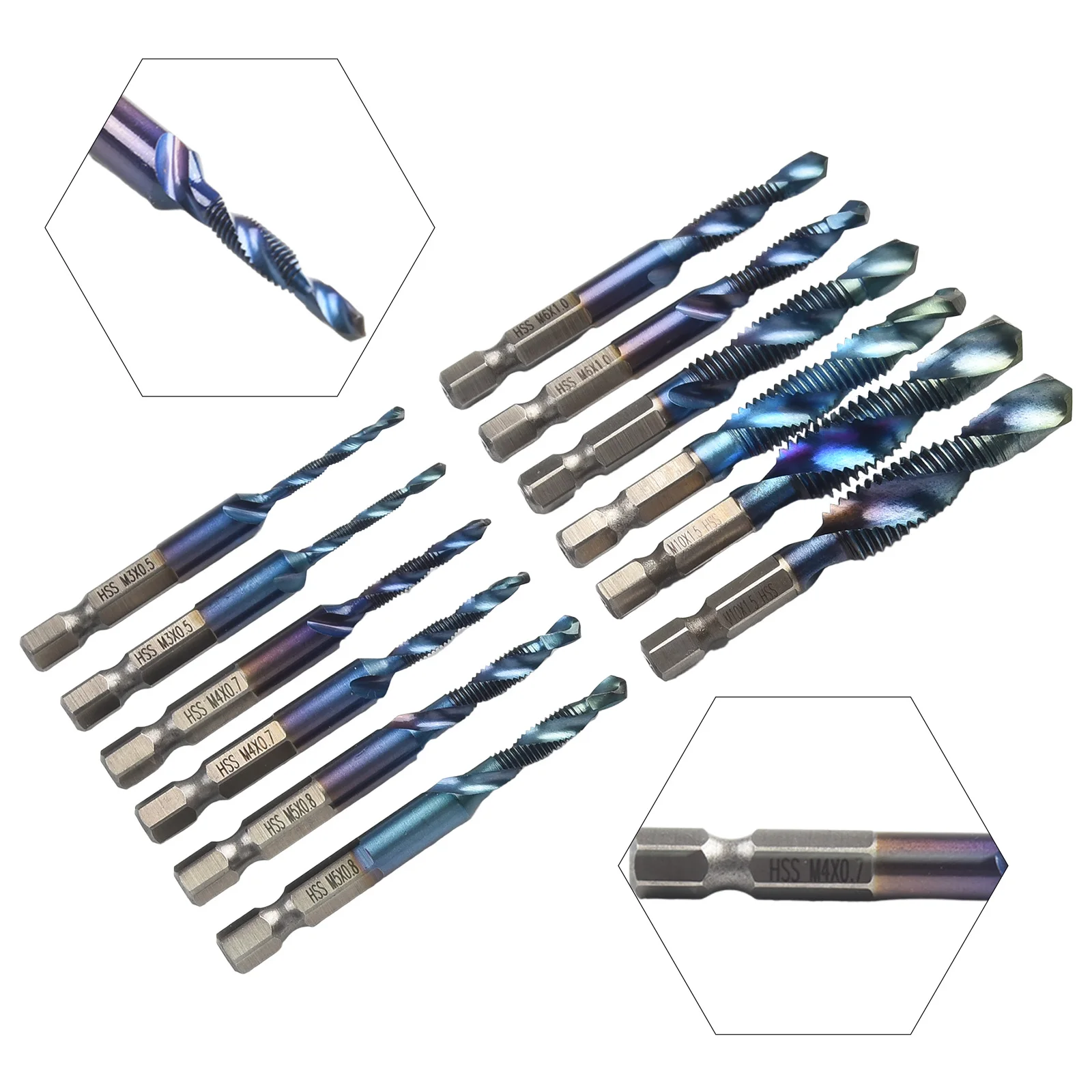Composite Drill Bit Taps Drill Bit Hex Shank Drill Efficient Titanium Plated Screw Thread Drill Bits Set 12PCS
Composite Drill Bit Taps Drill Bit Hex Shank Drill Efficient Titanium Plated Screw Thread Drill Bits Set 12PCS