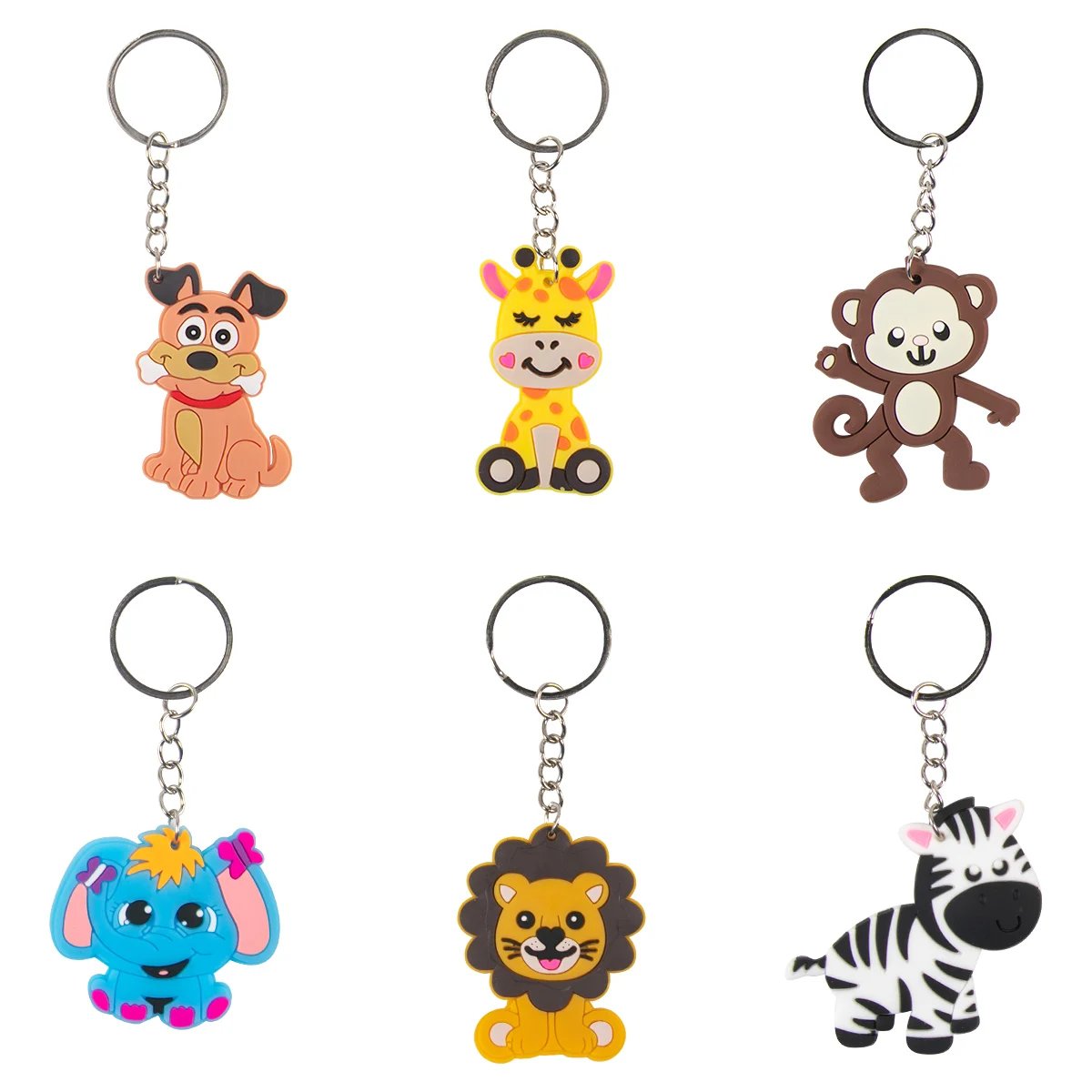6pcs Cartoon Animal Keychains Cute Jungle Safari giraffe lion Silicone Key chain for Wild animals Birthday Party Decor DIY Gifts
6pcs Cartoon Animal Keychains Cute Jungle Safari giraffe lion Silicone Key chain for Wild animals Birthday Party Decor DIY Gifts