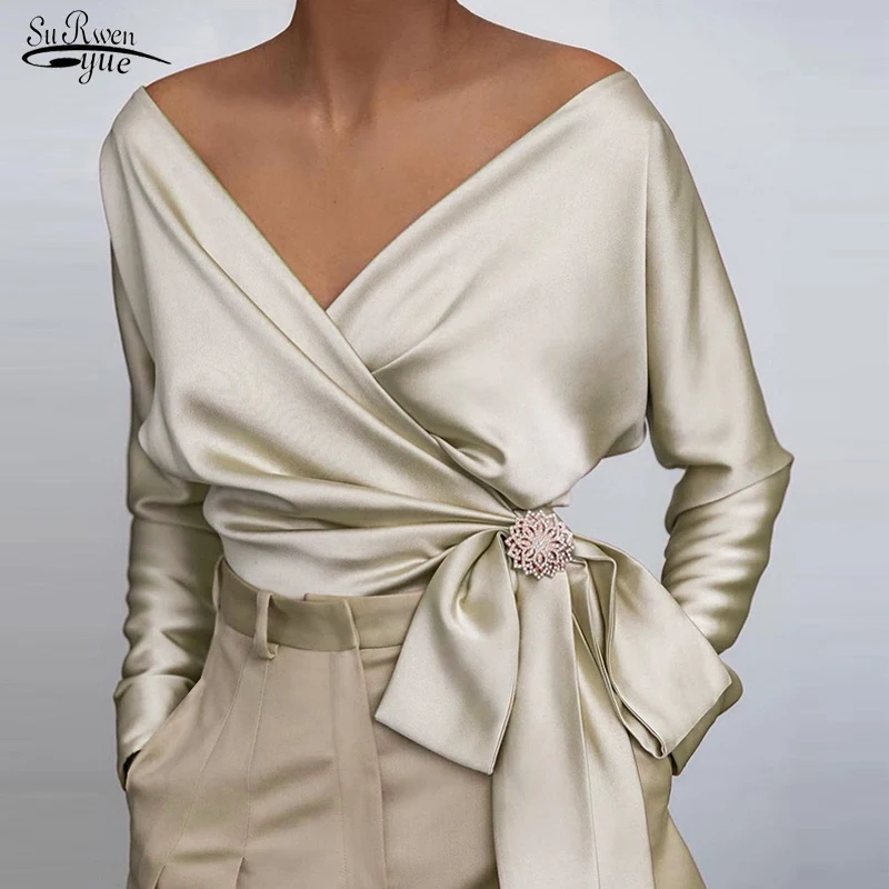 2022 Sexy Cross Bow Tie Party Blouse V Neck Chiffon Spring Long Sleeve Women Tops New Elegant Lace-up Ladies Shirts Blusas 19178
2022 Sexy Cross Bow Tie Party Blouse V Neck Chiffon Spring Long Sleeve Women Tops New Elegant Lace-up Ladies Shirts Blusas 19178