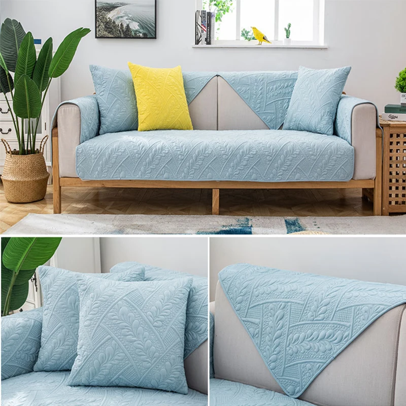 

Thickened Solid Color Sofa Cushion Modern Living Room L-shaped modular Seat Cover Jacquard Non-slip Machine Washable Sofa Towels
