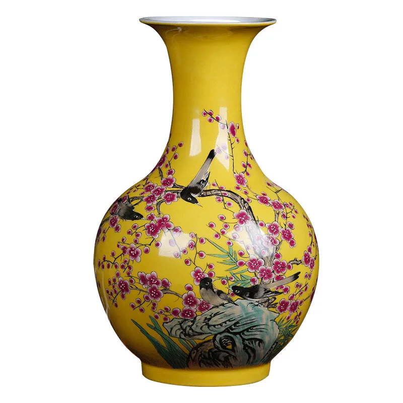 

Большая керамическая ваза Jingdezhen в форме сливы, цветочная композиция, Новая китайская декоративная ваза для гостиной и дома