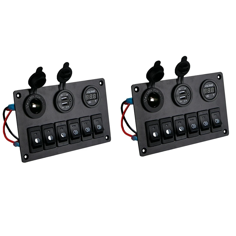 2X 6 Gang Switch Panel With 12V-24V LED Digital Voltmeter Dual USB Charger Lighter Socket For RV Truck Boat SUV
2X 6 Gang Switch Panel With 12V-24V LED Digital Voltmeter Dual USB Charger Lighter Socket For RV Truck Boat SUV