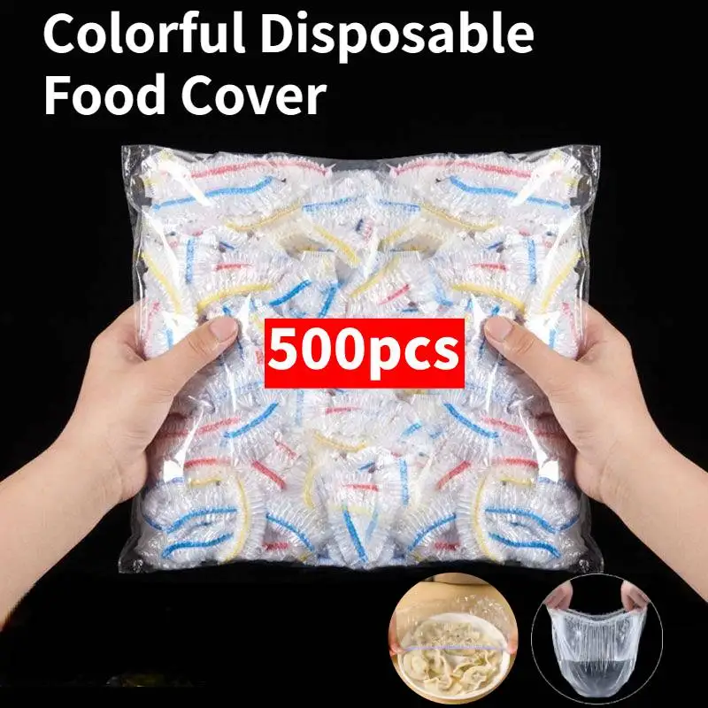 

100/200/300/500pcs Colorful Saran Wrap Disposable Food Cover Fruit Vegetable Fresh-Keeping Bag Bowl Dish Cover Storage Bag