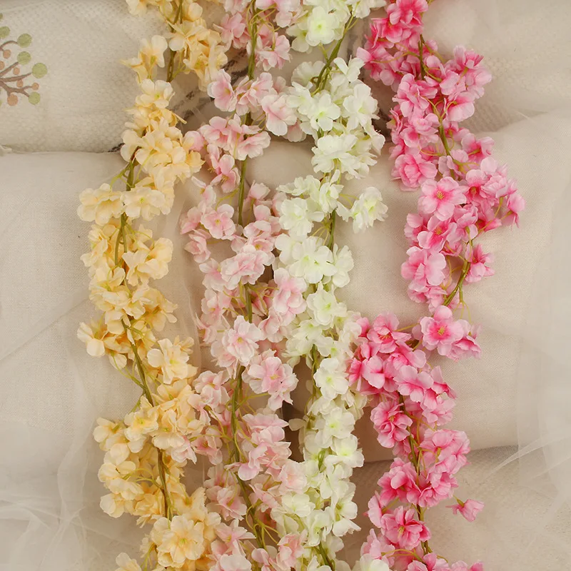 1.8m Artificial Sakura Cherry Blossom Vine Rattan Wall Hanging Garlands 135 Flower Head DIY Wreath Wedding Arch Home Decor
1.8m Artificial Sakura Cherry Blossom Vine Rattan Wall Hanging Garlands 135 Flower Head DIY Wreath Wedding Arch Home Decor