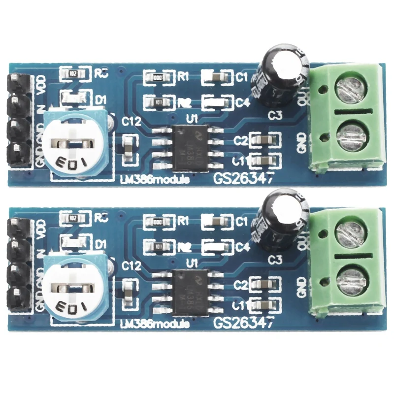 2X модуль усилителя звука LM386 200 раз 5-12 в 10K Регулируемое сопротивление
2X модуль усилителя звука LM386 200 раз 5-12 в 10K Регулируемое сопротивление