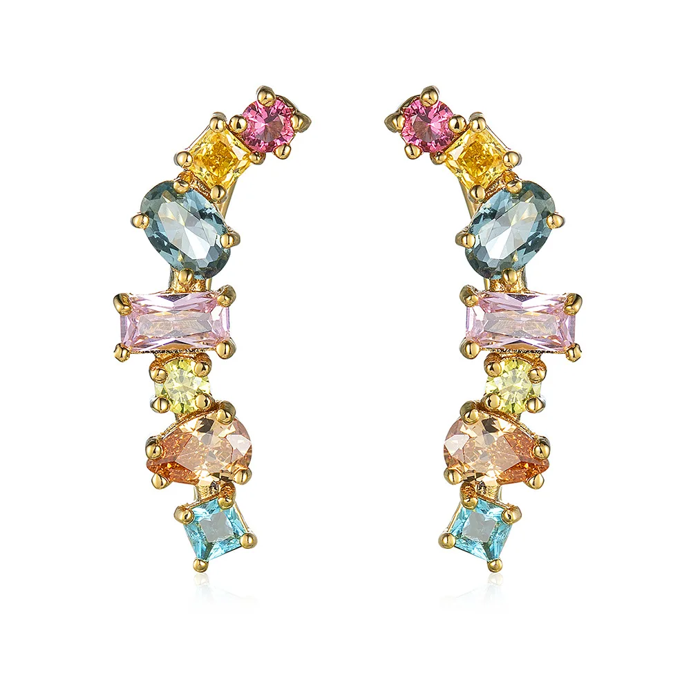 QMHJE CZ Rainbow Stud Dangle Earrings for Women Geometric Crystal Gold Silver Color Clip on Trendy Jewelry Piercing Climb Hook
QMHJE CZ Rainbow Stud Dangle Earrings for Women Geometric Crystal Gold Silver Color Clip on Trendy Jewelry Piercing Climb Hook