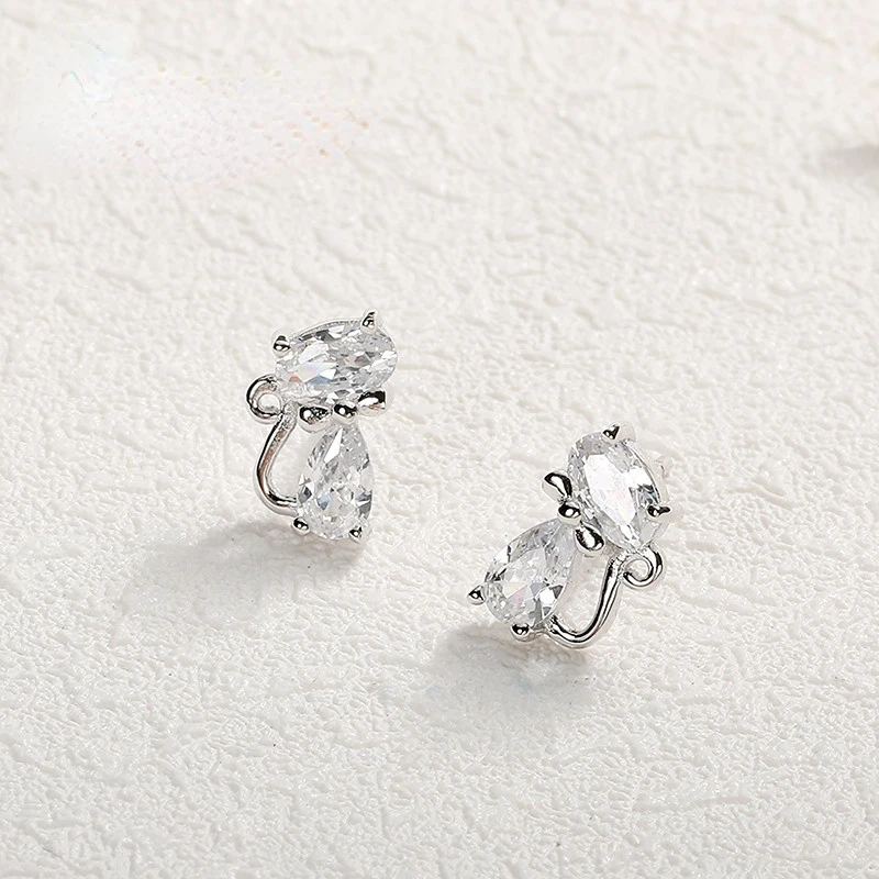 High Quality 100% 925 Sterling Silver Earring Fashion Cute CZ Cat Stud Earrings Gift For Women Girls Sterling-silver-jewelry 
High Quality 100% 925 Sterling Silver Earring Fashion Cute CZ Cat Stud Earrings Gift For Women Girls Sterling-silver-jewelry