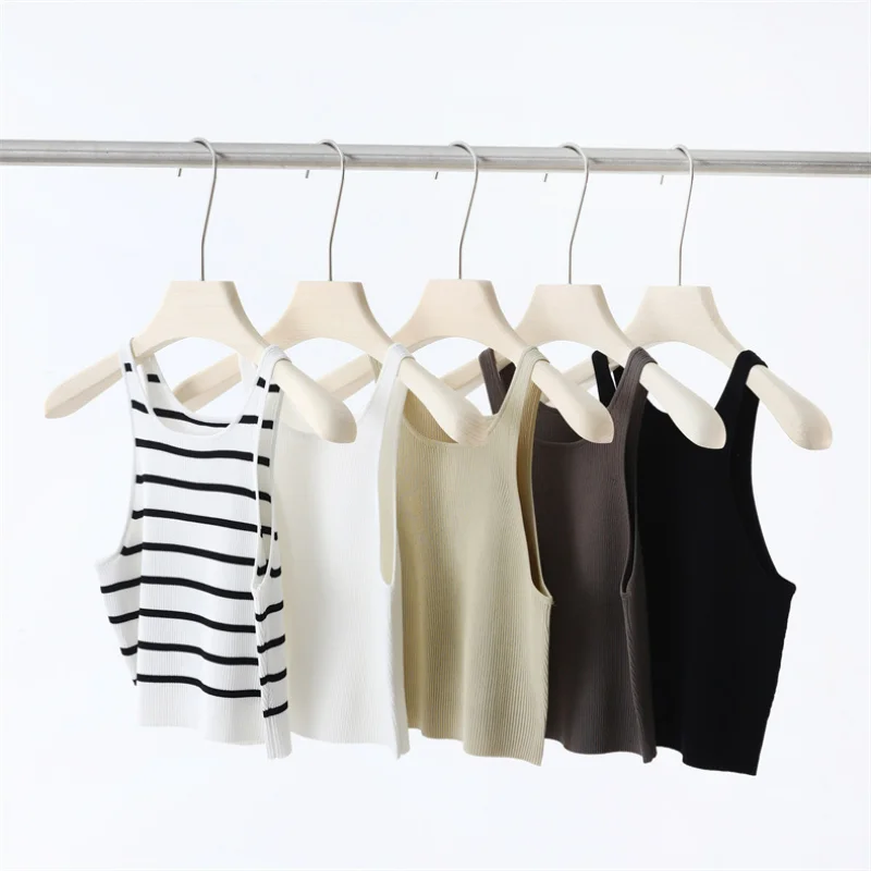 Women Knit Crop Tops Sling Summer Vest Ice Silk Camisoles Striped Slim Short T-shirts Viscose High Elasticity Korean Style Silky
Women Knit Crop Tops Sling Summer Vest Ice Silk Camisoles Striped Slim Short T-shirts Viscose High Elasticity Korean Style Silky
