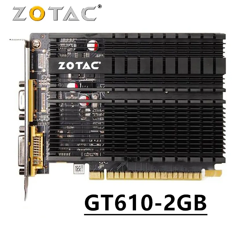 

ZOTAC Video Card GeForce GT610 2GB 64Bit GDDR3 Graphics Cards GPU Map For NVIDIA Original GT 610 2GD3 DVI VGA PCI-E Used