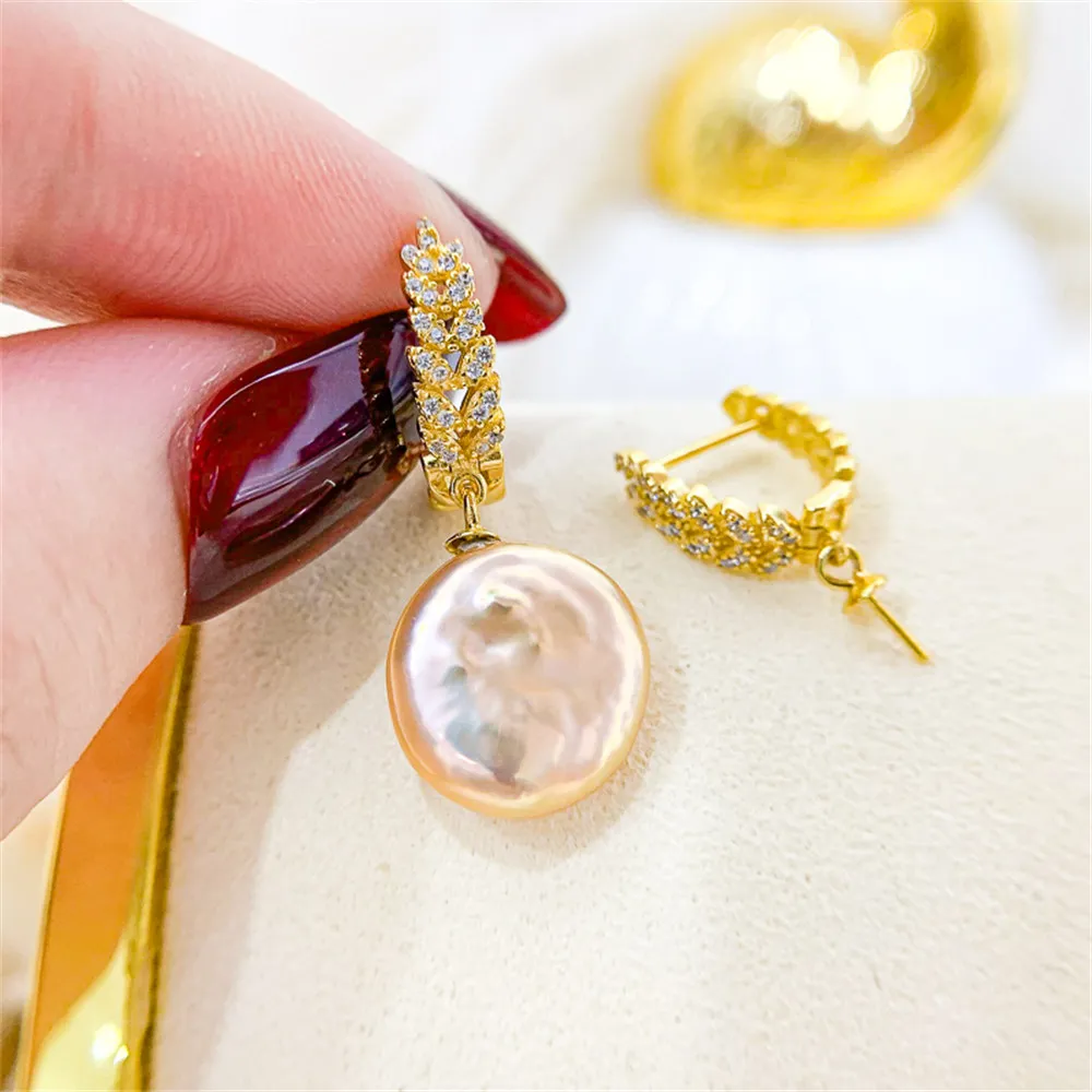 DIY Pearl Ear Studs Accessories S925 Sterling Silver Jewelry Wheat Ear Buckle Earrings Women's Empty Holder Fi t8-13mm Beads
DIY Pearl Ear Studs Accessories S925 Sterling Silver Jewelry Wheat Ear Buckle Earrings Women's Empty Holder Fi t8-13mm Beads