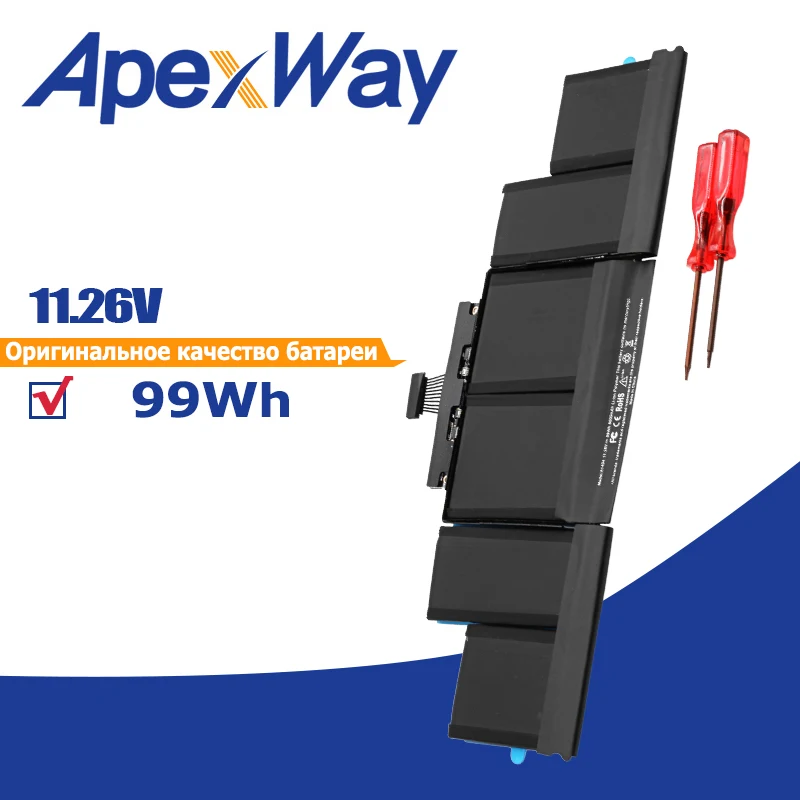Apexway 11.26V 99Wh A1494 Laptop Battery for Apple MacBook Pro 15" A1398 Retina (Late 2013 & Mid 2014) ME293 ME294 8800mAh
Apexway 11.26V 99Wh A1494 Laptop Battery for Apple MacBook Pro 15" A1398 Retina (Late 2013 & Mid 2014) ME293 ME294 8800mAh