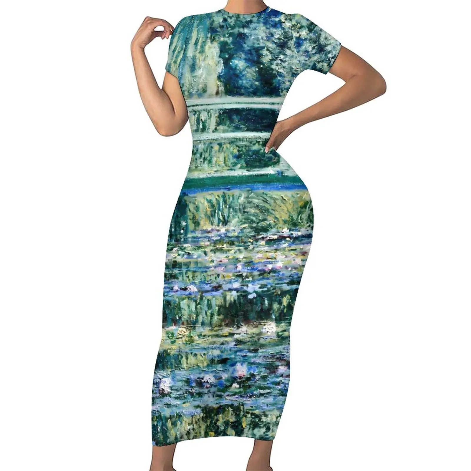 Платье-Макси женское летнее Облегающее с коротким рукавом и лилией
Платье-Макси женское летнее Облегающее с коротким рукавом и лилией