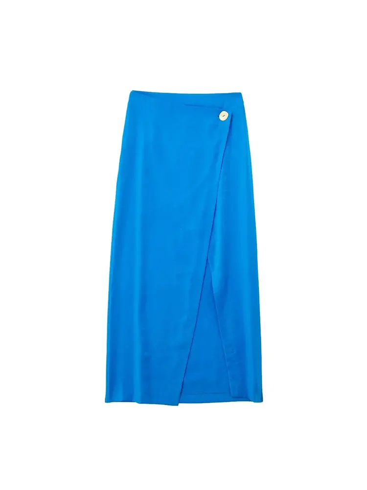 Nlzgmsj TRAF Summer Women Satin Skirt Button Front Zipper Side High Waisted Wrap Split Front Female Midi Long Skirts
Nlzgmsj TRAF Summer Women Satin Skirt Button Front Zipper Side High Waisted Wrap Split Front Female Midi Long Skirts