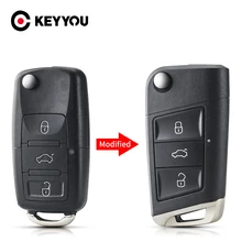 KEYYOU Modified 3 buttons Remote Key Shell Flip Folding Car Key Case for VW Golf 4 5 Passat b5 b6 polo Touran Jetta Seat Skoda