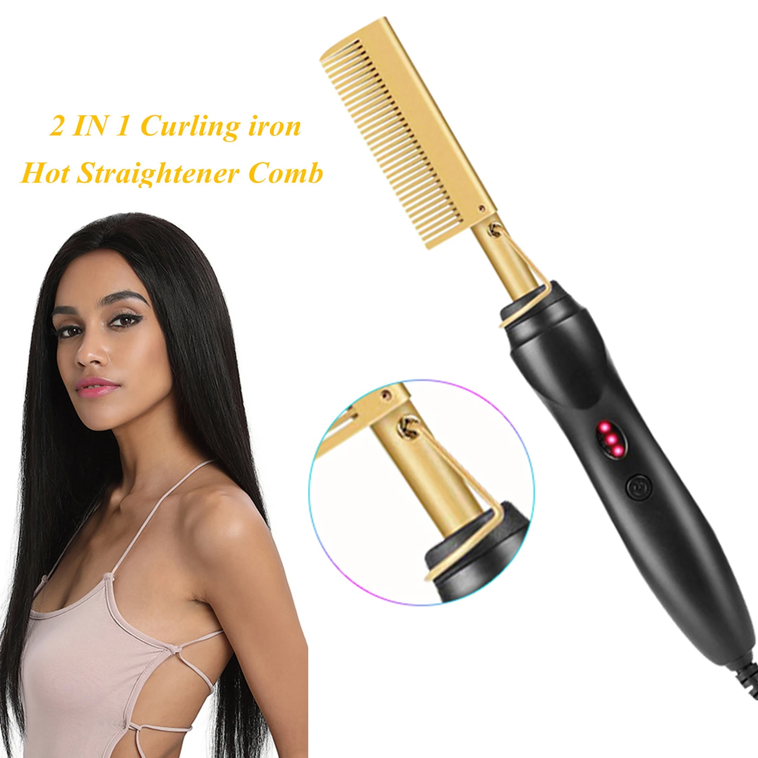 2 in 1 Hair Straightener Curler Wet Dry Electric Hot Heating Comb Hair Smooth Flat Iron Straightening Styling Tool
2 in 1 Hair Straightener Curler Wet Dry Electric Hot Heating Comb Hair Smooth Flat Iron Straightening Styling Tool