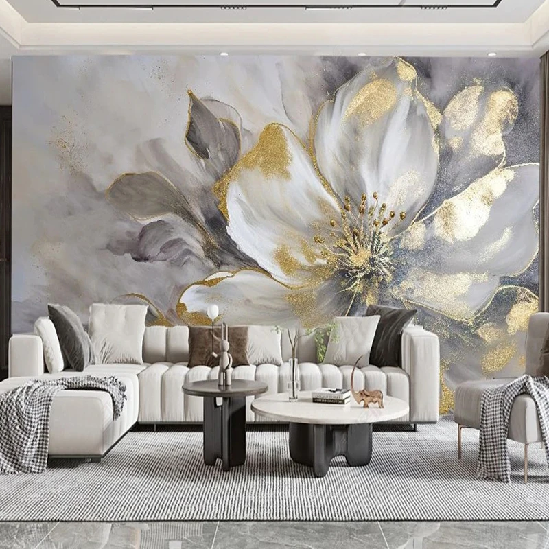 

Настенная 3d-наклейка на заказ, современное искусственное оформление, роскошные обои с золотыми листьями, цветами, для гостиной, ТВ, дивана, спальни, домашний декор, 3D наклейки на стену