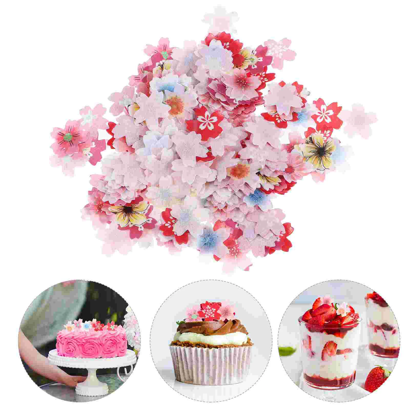

440 Pcs Cake Decoration Cupcake Decorating Flower Edible Paper Edible Dessert Toppers Sticky Rice Paper Edible Cupcake Topper