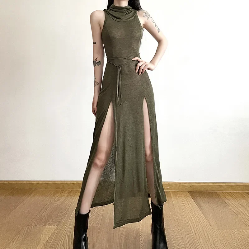 Goth Dark Cyber Gothic Desert Walker Hooded Dresses Y2k Punk Grunge Hollow Out Midi Dress Women Sexy Split Side Solid Streetwear
Goth Dark Cyber Gothic Desert Walker Hooded Dresses Y2k Punk Grunge Hollow Out Midi Dress Women Sexy Split Side Solid Streetwear