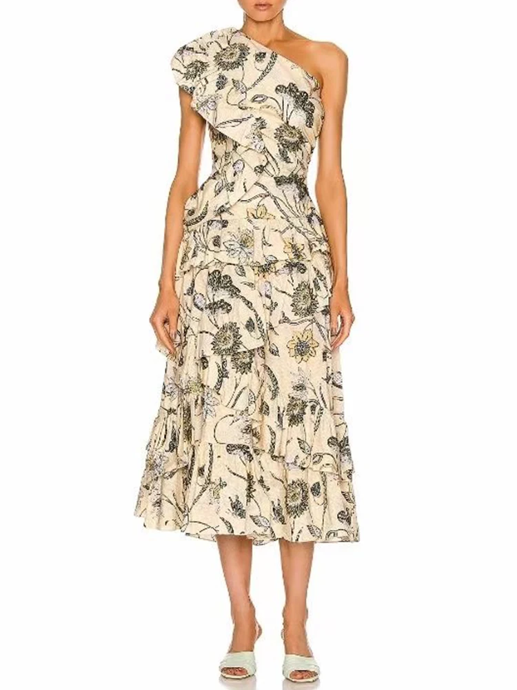 Retro Print Sexy Sloping Shoulder High Waist Sleeveless Dress Ladies Summer New Fashion Layered Ruffles Loose Swing Puff Skirt
Retro Print Sexy Sloping Shoulder High Waist Sleeveless Dress Ladies Summer New Fashion Layered Ruffles Loose Swing Puff Skirt