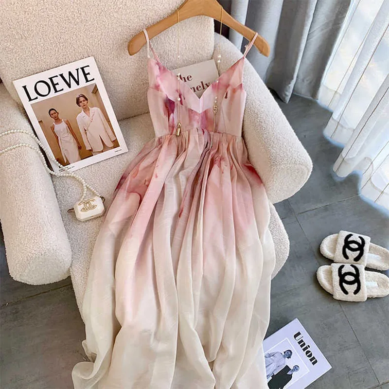 New French Dress Color Sweet Temperament Chiffon High-grade Gradient Super Fairy Popular All-match Suspender Dress 2022 Summer
New French Dress Color Sweet Temperament Chiffon High-grade Gradient Super Fairy Popular All-match Suspender Dress 2022 Summer