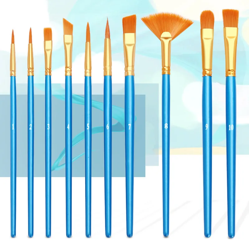 10 Pcs Pearlescent Blue Rod Hair Multifunctional Sketch Brush Pen Watercolor Oil Paint Brush Set School Art Supplies
10 Pcs Pearlescent Blue Rod Hair Multifunctional Sketch Brush Pen Watercolor Oil Paint Brush Set School Art Supplies