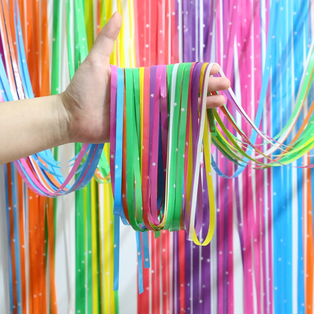 

Backdrop Curtain Rainbow Fringe Curtains Party Decorations Streamers Streamer Door Room Divider Tinsel Metallic Drapery Foil