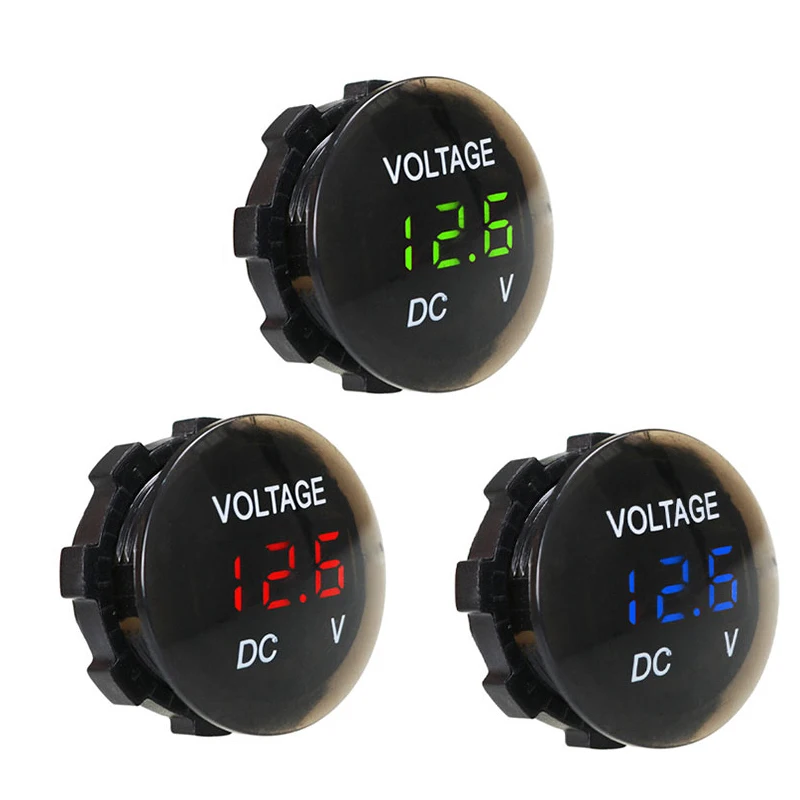

DC 12V/24V LED Digital Display Voltmeter Round Panel Waterproof Voltage Meter Gauge Tester for Car Motorcycle Truck RV ATV