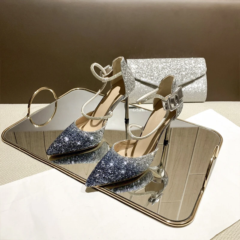 French Gradient High Heels Sequin Pointed Toe Stiletto Sandals Luxury Rhinestone Party Pumps Women Crystal Banquet Wedding Shoes
French Gradient High Heels Sequin Pointed Toe Stiletto Sandals Luxury Rhinestone Party Pumps Women Crystal Banquet Wedding Shoes