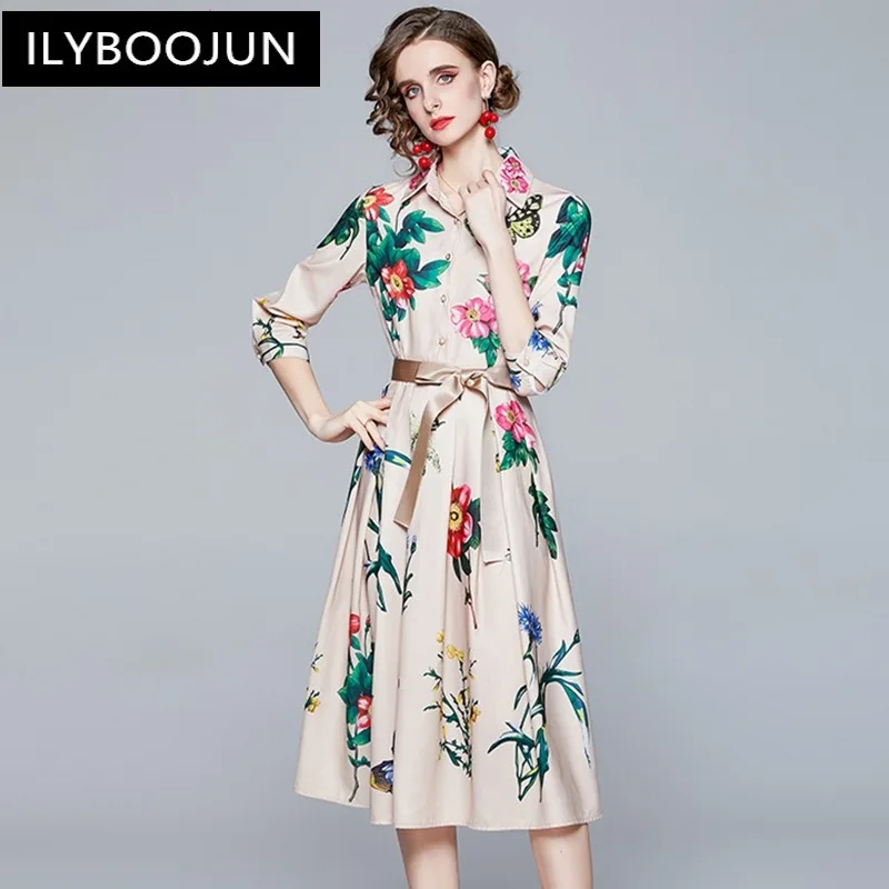 Women Spring & Summer Elegant Floral Dress Shirt High Quality Long Wedding Party Robe Femme Vintage Designer Vestidos
Women Spring & Summer Elegant Floral Dress Shirt High Quality Long Wedding Party Robe Femme Vintage Designer Vestidos