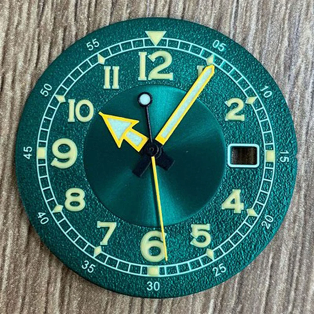 

NH35 33.5mm Watch Dial Hands Poniters Kit Green luminous Sterile Dial for NH35/NH36/4R/7S Movement Watch Accessories
