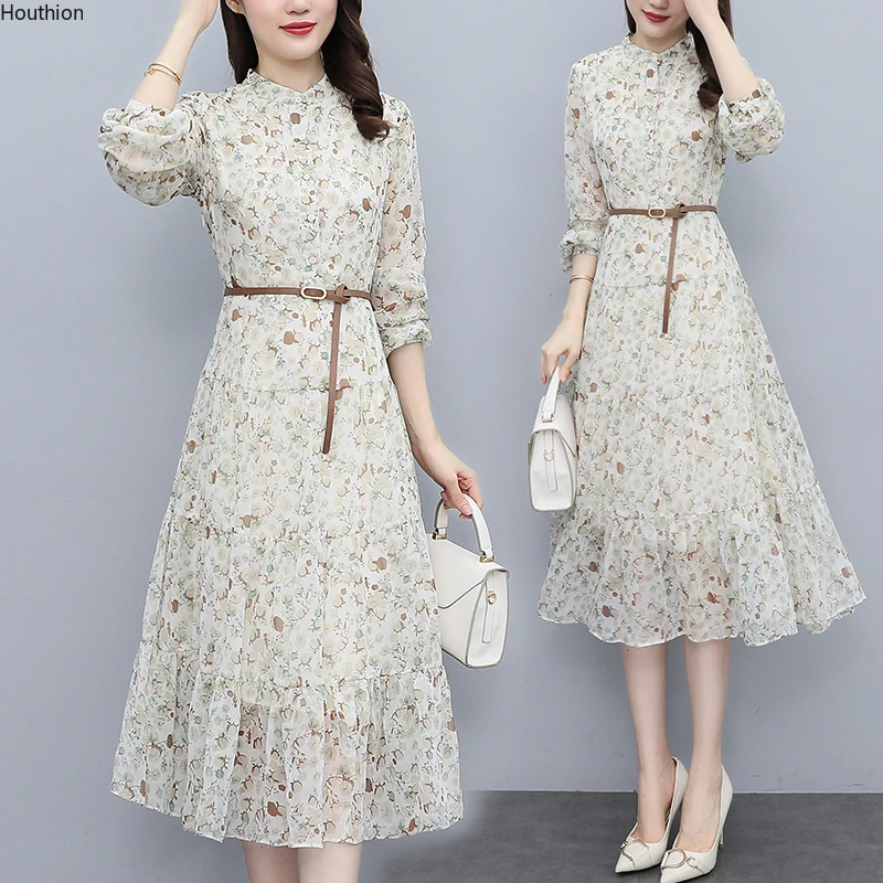 Summer New Women's Dresses O Collar Type A Girl Long Sleeve Printing Chiffon Fashion Loose Atmosphere
Summer New Women's Dresses O Collar Type A Girl Long Sleeve Printing Chiffon Fashion Loose Atmosphere