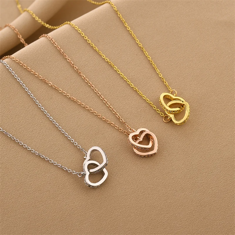 Double Heart Buckle Necklaces Pendants For Women Love Jewellery Gifts Stainless Steel Link Chain Bijoux Femme Collier Choker
Double Heart Buckle Necklaces Pendants For Women Love Jewellery Gifts Stainless Steel Link Chain Bijoux Femme Collier Choker