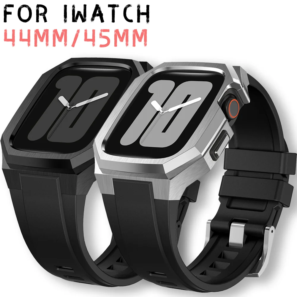 Metal Steel Case Modification Kit for Apple Watch 8 7 Fluororubber Correa 45mm 44mm Strap for IWatch Series 6 SE 5 4 Accessories
Metal Steel Case Modification Kit for Apple Watch 8 7 Fluororubber Correa 45mm 44mm Strap for IWatch Series 6 SE 5 4 Accessories