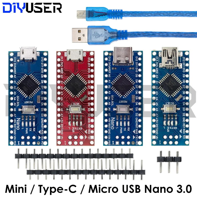 Mini / Type-C / Micro USB Nano 3.0 With the bootloader compatible Nano controller CH340 USB driver 16Mhz ATMEGA328P/168P
Mini / Type-C / Micro USB Nano 3.0 With the bootloader compatible Nano controller CH340 USB driver 16Mhz ATMEGA328P/168P