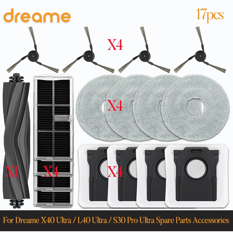 Fro Global Dreame X40 Ultra, X40 Ultra Complete, L40 Ultra, S30 Pro UItra Аксессуары Основная роликовая боковая щетка, мешок для пыли, фильтр Hepa
Fro Global Dreame X40 Ultra, X40 Ultra Complete, L40 Ultra, S30 Pro UItra Аксессуары Основная роликовая боковая щетка, мешок для пыли, фильтр Hepa