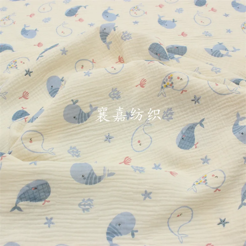

180 x см г/м двухслойная хлопчатобумажная марлевая ткань с мультяшным крепированным рисунком детская ткань для детской кроватки