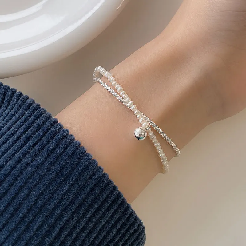 925 Silver Double -layer Pearl Bracelet Women Sweet Ins, Korean Version of Cold Wind, Simple Temperament Jewelry
925 Silver Double -layer Pearl Bracelet Women Sweet Ins, Korean Version of Cold Wind, Simple Temperament Jewelry