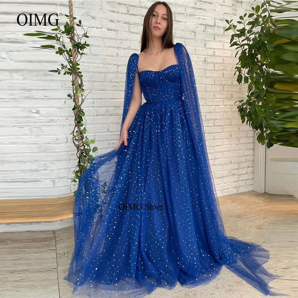 OIMG Sparkly Blue StarryTulle Long Evening Dresses Long Cape Sleeves Sweetheart Floor Length Arabic Women Formal Prom Dress
OIMG Sparkly Blue StarryTulle Long Evening Dresses Long Cape Sleeves Sweetheart Floor Length Arabic Women Formal Prom Dress