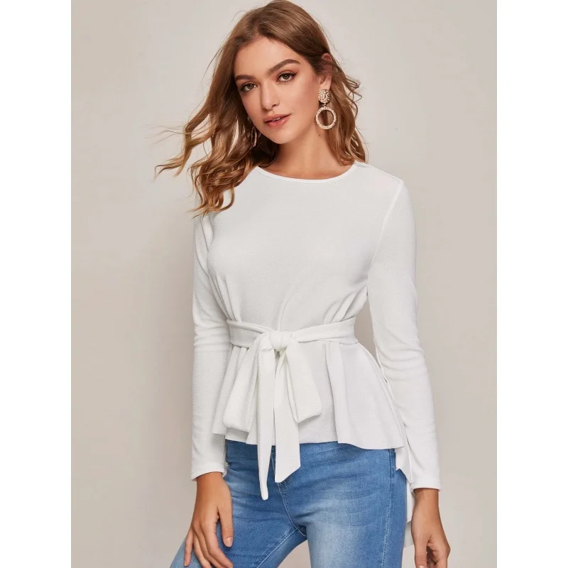 Women's Pullover Solid Color round Neck Long Sleeve Temperament Commute Lace-upvestidos elegantes para mujerAutumn Winter Shirt
Women's Pullover Solid Color round Neck Long Sleeve Temperament Commute Lace-upvestidos elegantes para mujerAutumn Winter Shirt