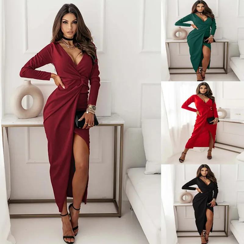 2023 Sexy Deep V Neck Women's Evening Dress Spring Autumn Casual Bodycon Long Sleeve Ruched Elegant Lady Maxi Split Party Dress
2023 Sexy Deep V Neck Women's Evening Dress Spring Autumn Casual Bodycon Long Sleeve Ruched Elegant Lady Maxi Split Party Dress