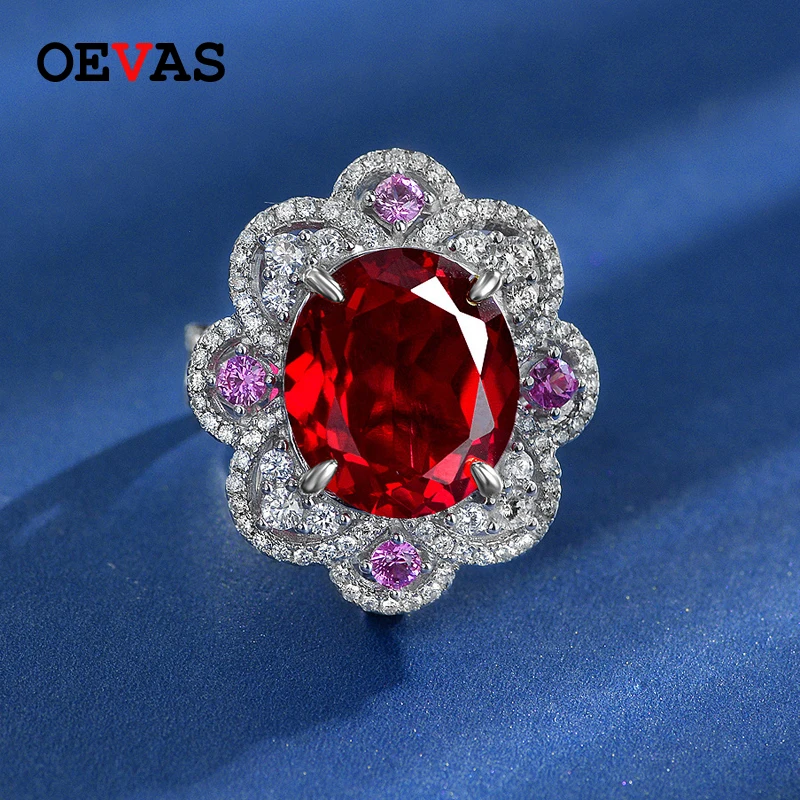 OEVAS 100% 925 Sterling Silver 14*16mm Oval Synthetic Ruby High Carbon Diamond Multifunction Rings For Women Party Fine Jewelry
OEVAS 100% 925 Sterling Silver 14*16mm Oval Synthetic Ruby High Carbon Diamond Multifunction Rings For Women Party Fine Jewelry