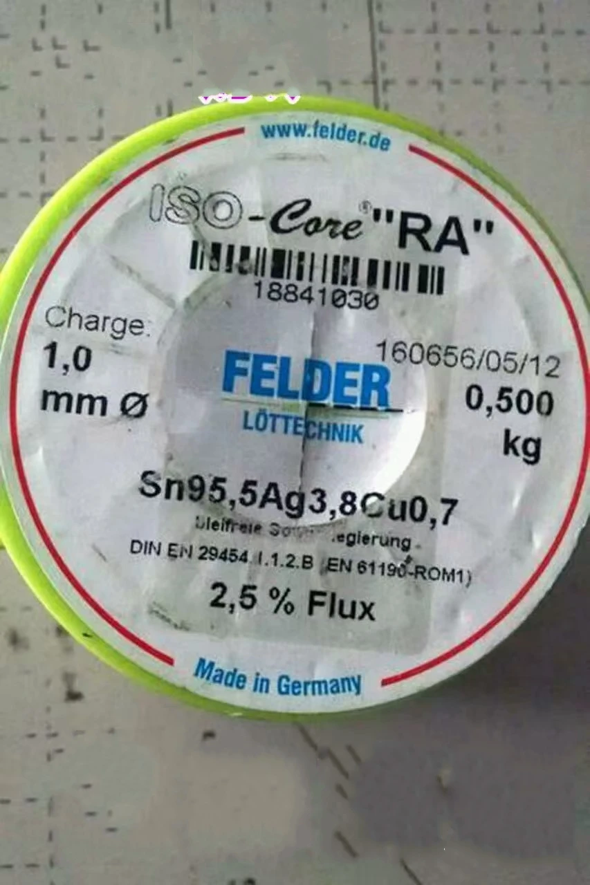 Сварочный пруток FELDER RA серия, олово 92,5%, серебро 3,8%, медь 0,7%, диаметр 1 мм 
Сварочный пруток FELDER RA серия, олово 92,5%, серебро 3,8%, медь 0,7%, диаметр 1 мм