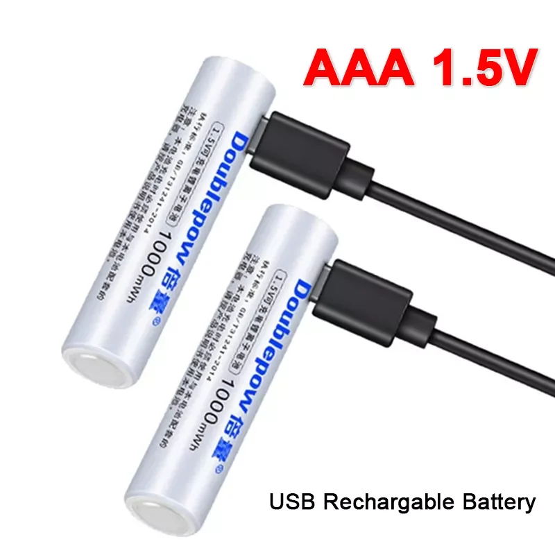 1.5V AAA USB rechargeable battery Lithium ion 1000mwh battery for Remote control wireless mouse + Cable High capacity
1.5V AAA USB rechargeable battery Lithium ion 1000mwh battery for Remote control wireless mouse + Cable High capacity