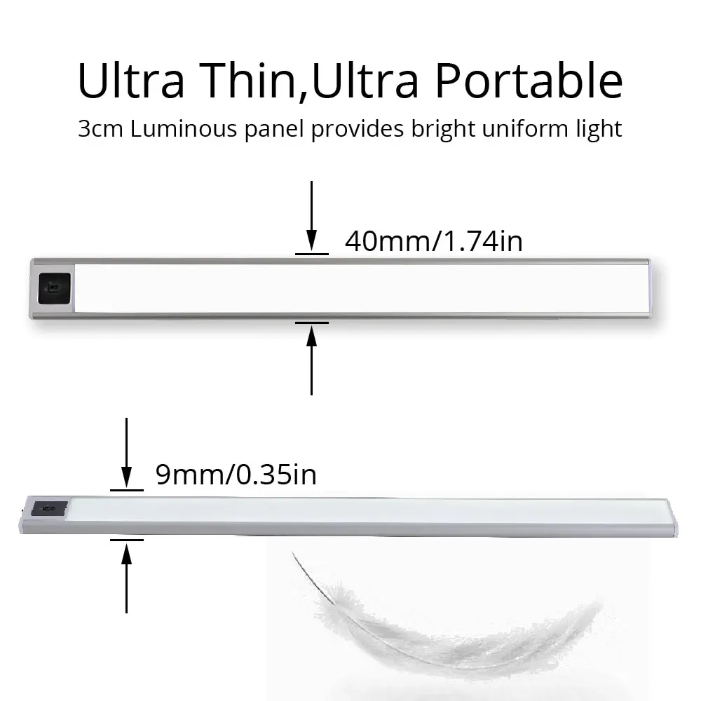 Светодиодный светильник для шкафа 20/40/60 см USB-зарядка ручной сканер ультратонкий