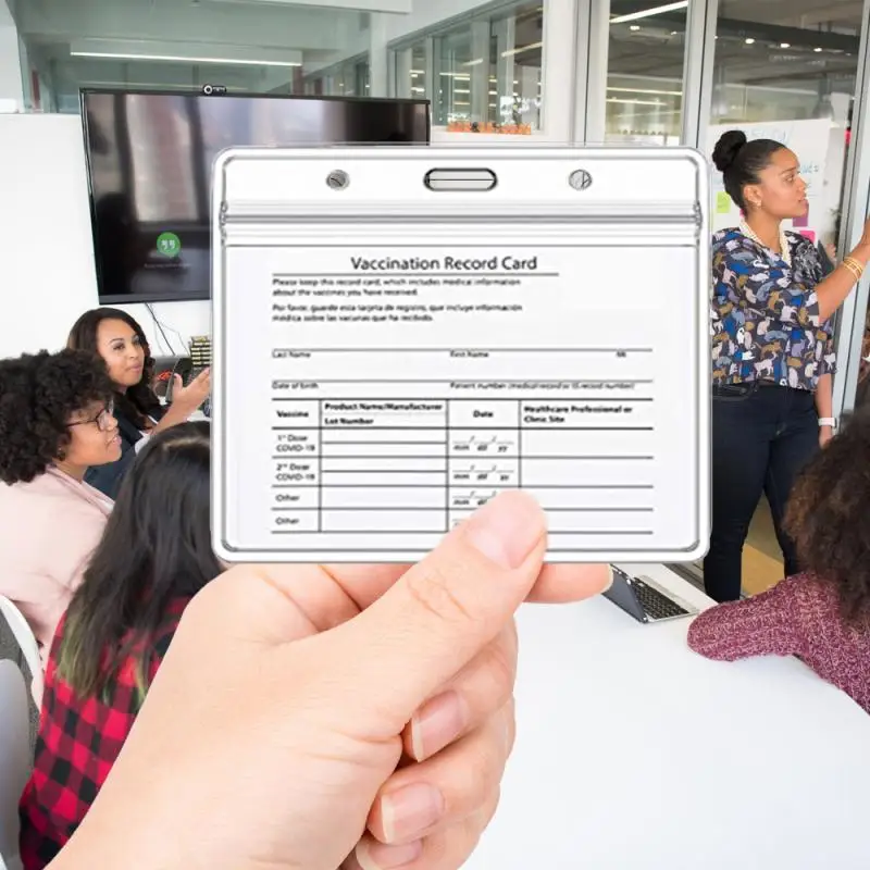 

Student ID Work Permit Bus Card Waterproof PVC Certificate Horizontal Version Blue Halter Rope Transparent Card Holder